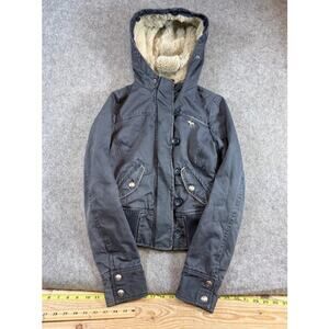 VTG Y2K Abercrombie & Fitch Fur Lined Hooded Jacket Sz L Bella Swan READ DESC.